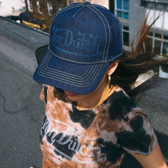 Von Dutch | Navy Stone Denim Trucker Hat NWTs - Picture 2 of 4